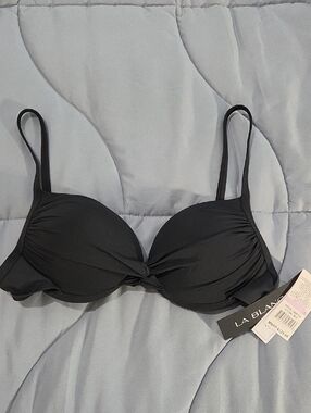 La Blanca Black Twist-Front Bikini Top Size 6